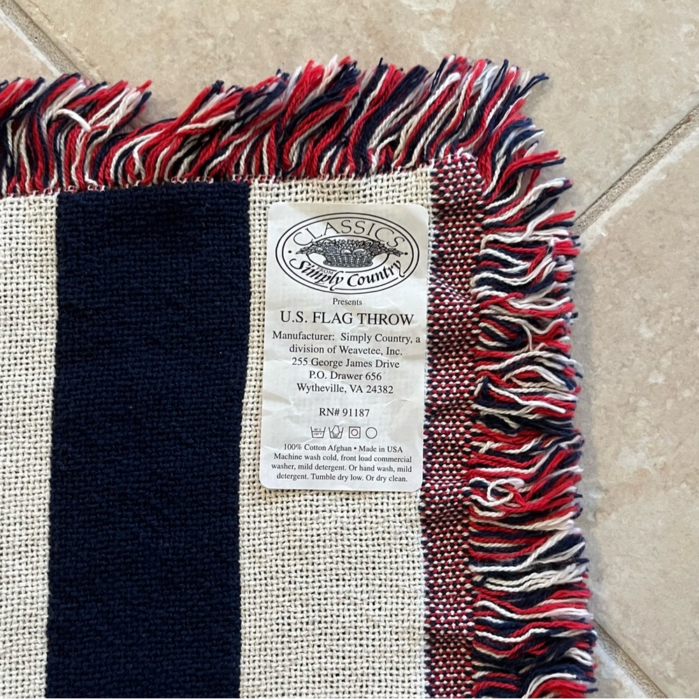 47" L x 36" H USA Flag Throw Made in VA, USA. Celebrate 250th 4th of July NEW! - Picture 3 of 5